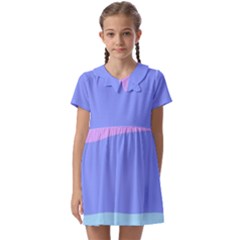 Pastel Colour, Blue, Lilac, Orange, Pastel, Pink, Romance Kids  Asymmetric Collar Dress by kyorashop23