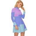 Pastel Colour, Blue, Lilac, Orange, Pastel, Pink, Romance Long Sleeve Velour Longline Dress View3