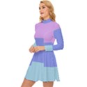 Pastel Colour, Blue, Lilac, Orange, Pastel, Pink, Romance Long Sleeve Velour Longline Dress View2