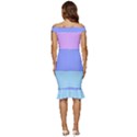 Pastel Colour, Blue, Lilac, Orange, Pastel, Pink, Romance Off Shoulder Ruffle Split Hem Bodycon Dress View4