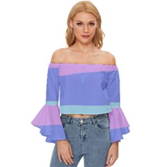 Pastel Colour, Blue, Lilac, Orange, Pastel, Pink, Romance Off Shoulder Flutter Bell Sleeve Top