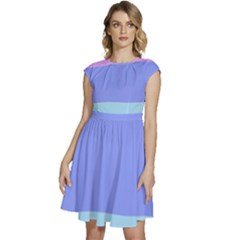 Pastel Colour, Blue, Lilac, Orange, Pastel, Pink, Romance Cap Sleeve High Waist Dress by kyorashop23