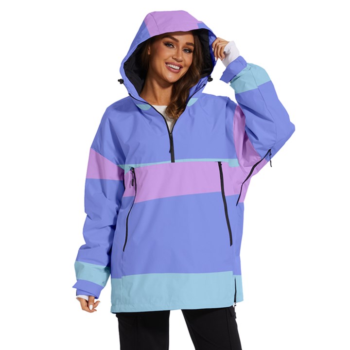 Pastel Colour, Blue, Lilac, Orange, Pastel, Pink, Romance Women s Ski and Snowboard Waterproof Breathable Jacket