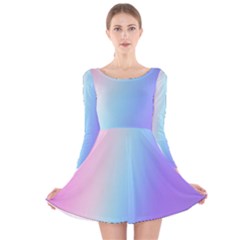 Pastel Rainbow, Color Long Sleeve Velvet Skater Dress