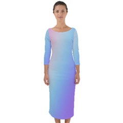 Pastel Rainbow, Color Quarter Sleeve Midi Bodycon Dress by kyorashop23