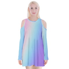 Pastel Rainbow, Color Velvet Long Sleeve Shoulder Cutout Dress