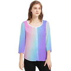 Pastel Rainbow, Color Chiffon Quarter Sleeve Blouse