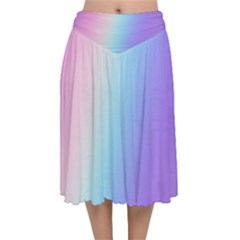 Pastel Rainbow, Color Velvet Flared Midi Skirt