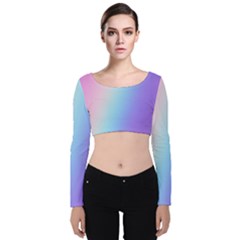 Pastel Rainbow, Color Velvet Long Sleeve Crop Top by kyorashop23