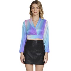 Pastel Rainbow, Color Long Sleeve Tie Back Satin Wrap Top by kyorashop23