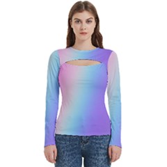 Pastel Rainbow, Color Women s Cut Out Long Sleeve T-shirt