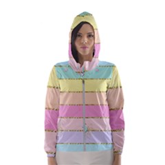 Pastel, Butterfly, Spring, Stripes, Women s Hooded Windbreaker