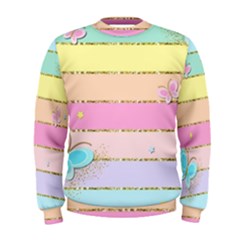 Pastel, Butterfly, Spring, Stripes, Men s Sweatshirt