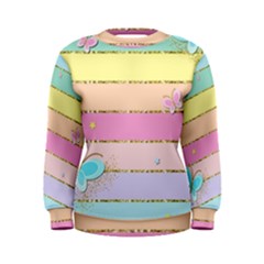 Pastel, Butterfly, Spring, Stripes, Women s Sweatshirt