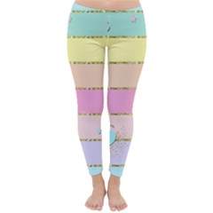 Pastel, Butterfly, Spring, Stripes, Classic Winter Leggings