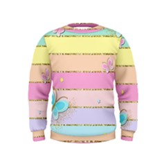 Pastel, Butterfly, Spring, Stripes, Kids  Sweatshirt