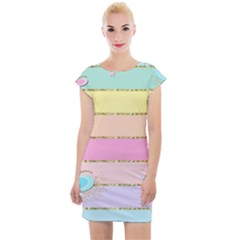 Pastel, Butterfly, Spring, Stripes, Cap Sleeve Bodycon Dress by kyorashop23