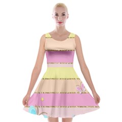 Pastel, Butterfly, Spring, Stripes, Velvet Skater Dress