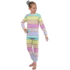 Pastel, Butterfly, Spring, Stripes, Kids  Long Sleeve Set 