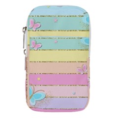 Pastel, Butterfly, Spring, Stripes, Waist Pouch (large) by kyorashop23