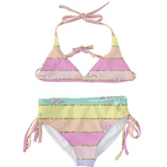 Pastel, Butterfly, Spring, Stripes, Kids  Classic Bikini Set by kyorashop23