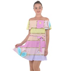 Pastel, Butterfly, Spring, Stripes, Off Shoulder Velour Dress by kyorashop23