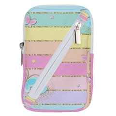 Pastel, Butterfly, Spring, Stripes, Belt Pouch Bag (large) by kyorashop23