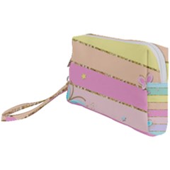 Pastel, Butterfly, Spring, Stripes, Wristlet Pouch Bag (small) by kyorashop23