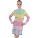 Pastel, Butterfly, Spring, Stripes, Long Sleeve Hoodie Dress View1