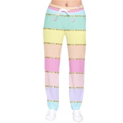 Pastel, Butterfly, Spring, Stripes, Women Velvet Drawstring Pants