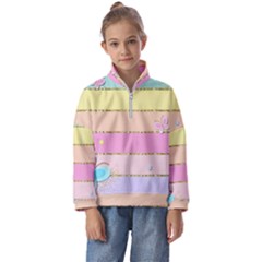 Pastel, Butterfly, Spring, Stripes, Kids  Half Zip Hoodie