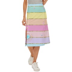 Pastel, Butterfly, Spring, Stripes, Midi Panel Skirt by kyorashop23