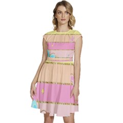 Pastel, Butterfly, Spring, Stripes, Cap Sleeve High Waist Dress by kyorashop23