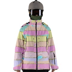 Pastel, Butterfly, Spring, Stripes, Men s Zip Ski And Snowboard Waterproof Breathable Jacket