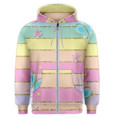 Pastel, Butterfly, Spring, Stripes, Men s Zipper Hoodie