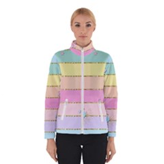 Pastel, Butterfly, Spring, Stripes, Women s Bomber Jacket