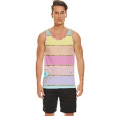 Pastel, Butterfly, Spring, Stripes, Men s Wide Collar Tank Top