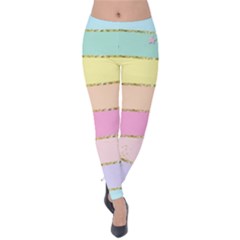 Pastel, Butterfly, Spring, Stripes, Velvet Leggings