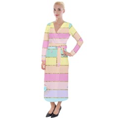 Pastel, Butterfly, Spring, Stripes, Velvet Maxi Wrap Dress by kyorashop23