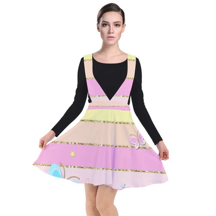 Pastel, Butterfly, Spring, Stripes, Plunge Pinafore Dress