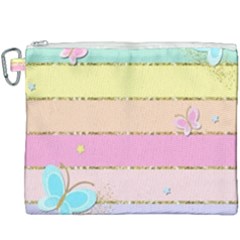 Pastel, Butterfly, Spring, Stripes, Canvas Cosmetic Bag (xxxl) by kyorashop23