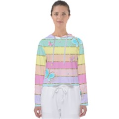 Pastel, Butterfly, Spring, Stripes, Women s Slouchy Sweat