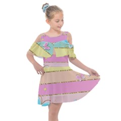 Pastel, Butterfly, Spring, Stripes, Kids  Shoulder Cutout Chiffon Dress by kyorashop23