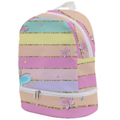 Pastel, Butterfly, Spring, Stripes, Zip Bottom Backpack by kyorashop23