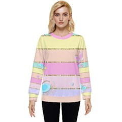 Pastel, Butterfly, Spring, Stripes, Hidden Pocket Sweatshirt