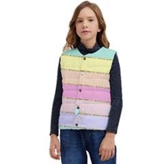 Pastel, Butterfly, Spring, Stripes, Kid s Button Up Puffer Vest	