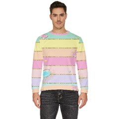 Pastel, Butterfly, Spring, Stripes, Men s Fleece Sweatshirt