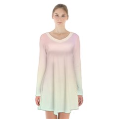 Rainbow Pastel, Purple, Gradient, Light, Led, Pink, Simple Long Sleeve Velvet V-neck Dress