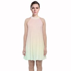 Rainbow Pastel, Purple, Gradient, Light, Led, Pink, Simple Velvet Halter Neckline Dress 