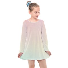 Rainbow Pastel, Purple, Gradient, Light, Led, Pink, Simple Kids  Long Sleeve Dress by kyorashop23